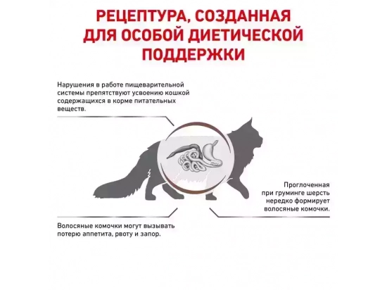 Фото - ветеринарные корма Royal Canin GASTRO INTESTINAL HAIRBALL (ГАСТРО ИНТЕСТИНАЛ ХЭРБАОЛ) лечебный корм для кошек