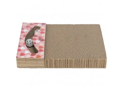 Фото - Trixie Кігтеточка з картону до дня Св. Валентина з м'ячиками, рожева дряпалки, з будиночками Trixie Кігтеточка з картону до дня Св. Валентина з м'ячиками, рожева