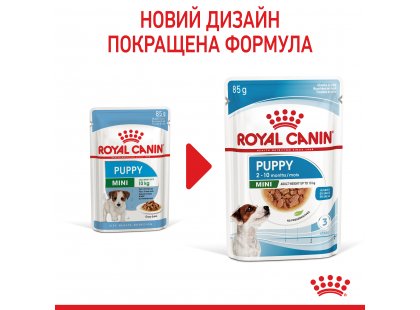 Фото 3 -  вологий корм (консерви) Royal Canin MINI PUPPY вологий корм для цуценят дрібних порід від 2 до 10 місяців