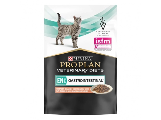 Фото - ветеринарные корма Purina Pro Plan (Пурина Про План) Veterinary Diets EN Gastrointestinal Salmon влажный лечебный корм для кошек c заболеваниями ЖКТ, ЛОСОСЬ