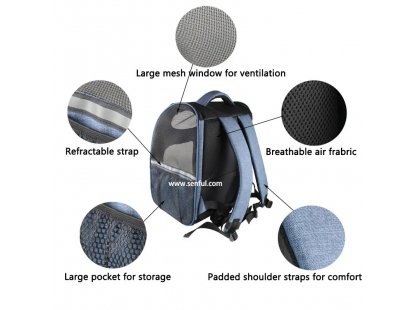 Фото - переноски, сумки, рюкзаки Senful 2-in-1 Deluxe Pet Backpack рюкзак-переноска для собак и кошек, темно-серый