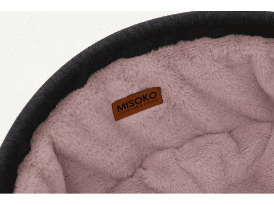 Фото 2 -  спальные места, лежаки, домики Misoko&Co (Мисоко и Ко) Pet Bed Round Plush складной круглый лежак для животных, плюш, СЕРО-РОЗОВЫЙ