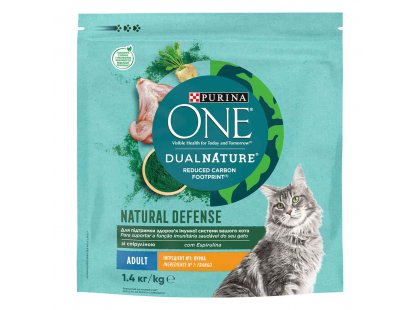 Фото - сухий корм Purina One (Пуріна Ван) Dual Nature корм для котів КУРКА та СПІРУЛІНА