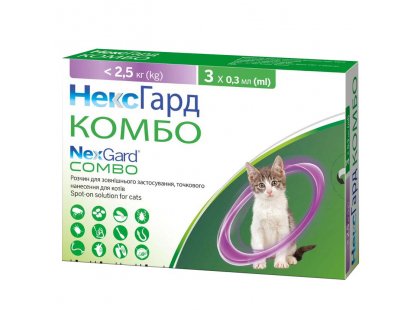 Фото - NexGard Combo (Нексгард Комбо) спот-он капли от блох, клещей и гельминтов для кошек от блох и клещей NexGard Combo (Нексгард Комбо) спот-он капли от блох, клещей и гельминтов для кошек