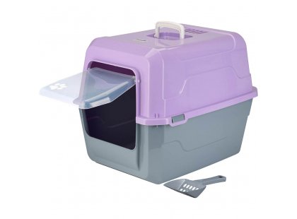Фото - AnimAll закрытый туалет для кошек с лопаткой CNR-143, фиолетовый туалеты, лотки AnimAll закрытый туалет для кошек с лопаткой CNR-143, фиолетовый