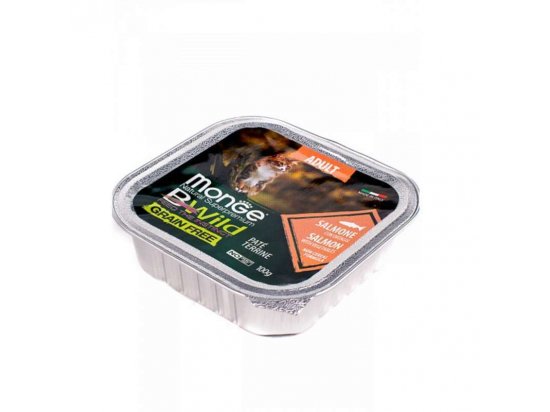 Фото - влажный корм (консервы) Monge Cat Bwild Grain Free Adult Salmon & Vegetables влажный корм для кошек ЛОСОСЬ и ОВОЩИ, паштет