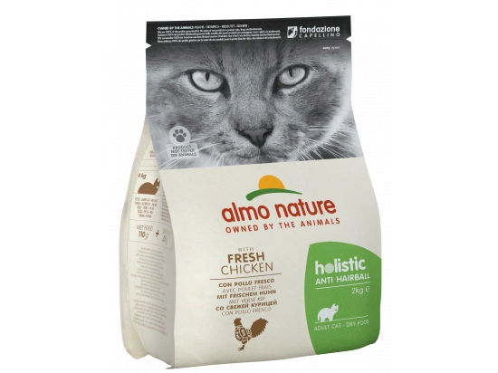 Фото - сухой корм Almo Nature Holistic ANTI HAIRBALL ADULT CAT WITH FRESH CHICKEN сухой корм для выведения шерсти у взрослых кошек КУРИЦА