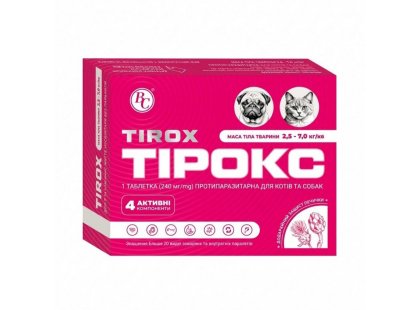Фото 2 -  от блох и клещей Ветсинтез Tirox таблетка от блох, клещей и гельминтов для собак и котов