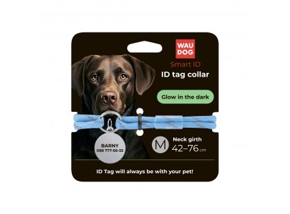 Фото - амуниция Collar WAUDOG Smart ID светящийся светоотражающий шнурок для адресника из паракорда, голубой