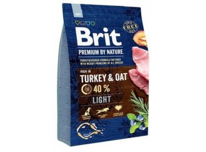 Фото - сухий корм Brit Premium Dog Light Turkey & Oat сухий корм для собак, схильних до повноти ИНДИЧА та ОВЕС