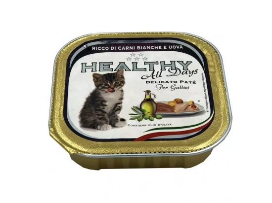 Фото - влажный корм (консервы) Healthy All Days WHITE MEAT & EGGS KITTEN влажный корм для котят БЕЛОЕ МЯСО и ЯЙЦА