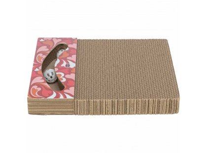 Фото - Trixie Кігтеточка з картону до дня Св. Валентина з м'ячиками, червоний дряпалки, з будиночками Trixie Кігтеточка з картону до дня Св. Валентина з м'ячиками, червоний