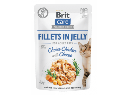 Фото - вологий корм (консерви) Brit Care Cat Fillets in Gravy Chicken & Сheese консерви для котів у соусі КУРКА ТА СИР