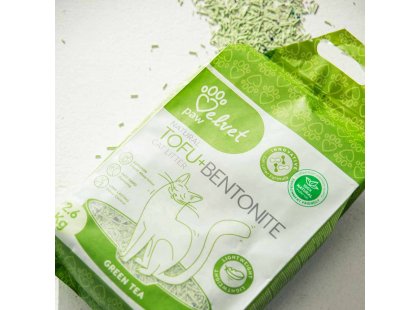 Фото 4 -  наполнители Velvet Paw Tofu+Bentonite Green Tea гороховый наполнитель с бентонитом для кошек ЗЕЛЕНЫЙ ЧАЙ
