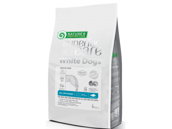 Фото - сухой корм Natures Protection (Нейчез Протекшин) Superior Care White Dogs Grain Free WHITE FISH сухой беззерновой корм для собак с белой шерстью БЕЛАЯ РЫБА