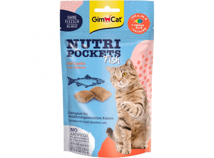 Фото - лакомства Gimcat NUTRI POCKETS FISH SALMON лакомство для кошек ЛОСОСЬ