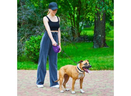 Фото 5 -  рулетки WAUDOG R-leash поводок рулетка с контейнером для пакетов, светоотражающая лента, фиолетовый