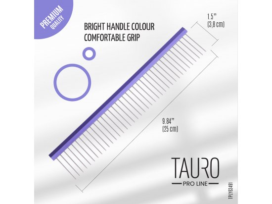 Фото - гребінці, щітки, граблі Tauro (Тауро) Pro Line Ultra Light Line гребінець з алюмінієвою ручкою та зубчиками з нержавіючої сталі, фіолетовий