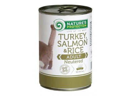 Фото - Natures Protection (Нейчез Протекшин) NEUTERED TURKEY, SALMON & RICE (ДЛЯ СТЕРИЛІЗОВАНИХ ІНДИЧКА, ЛОСОСЬ І РИС) консерви для котів вологий корм (консерви) Natures Protection (Нейчез Протекшин) NEUTERED TURKEY, SALMON & RICE (ДЛЯ СТЕРИЛІЗОВАНИХ ІНДИЧКА, ЛОСОСЬ І РИС) консерви для котів
