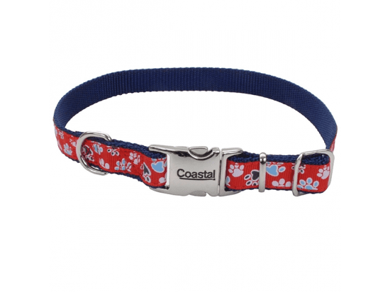 Фото - Coastal (Костал) Pet Attire Ribbon ошейник для собак, КРАСНЫЕ ЛАПКИ амуниция Coastal (Костал) Pet Attire Ribbon ошейник для собак, КРАСНЫЕ ЛАПКИ