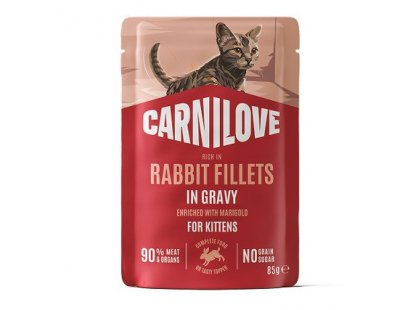 Фото - Carnilove Kitten Gravy Rabbit with Marigold влажный корм для котят, филе в соусе КРОЛИК и КАЛЕНДУЛА влажный корм (консервы) Carnilove Kitten Gravy Rabbit with Marigold влажный корм для котят, филе в соусе КРОЛИК и КАЛЕНДУЛА