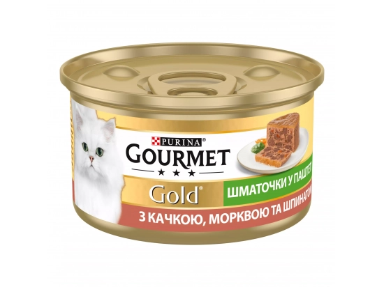 Фото - влажный корм (консервы) Gourmet Gold (Гурме Голд) кусочки в паштете с уткой, морковью и шпинатом