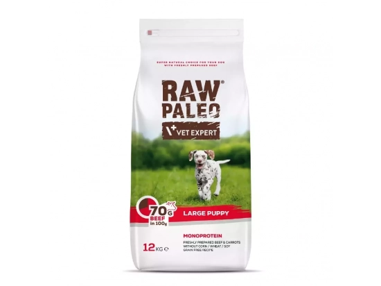 Фото - сухий корм Vet Expert Raw Paleo (Роу Палео) Large Puppy Beef сухий корм для цуценят великих та гігантських порід ЯЛОВИЧИНА