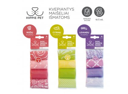 Фото 2 -  пакеты для фекалий и аксессуары Hippie Pet Waste Bags Rose пакеты для фекалий АРОМАТ РОЗЫ