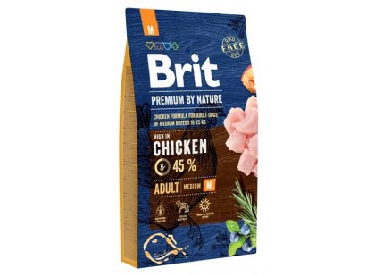 Фото - сухий корм Brit Premium Dog Adult Medium М Chicken сухий корм для собак середніх порід КУРКА