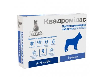 Фото 2 -  от блох и клещей Modes Квадромидас таблетки от блох, клещей и гельминтов для собак