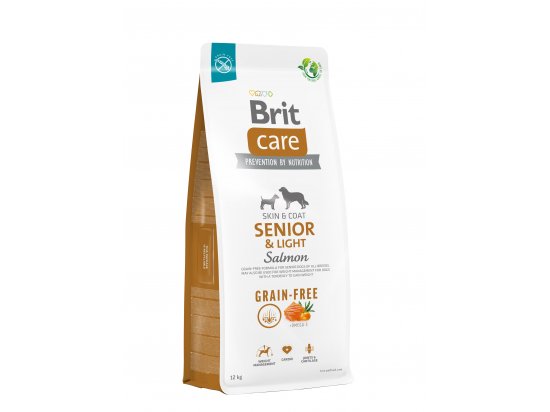 Фото - сухий корм Brit Care Dog Grain Free Senior & Light Salmon беззерновий сухий корм для шкіри та шерсті собак, що старіють, ЛОСОСЬ