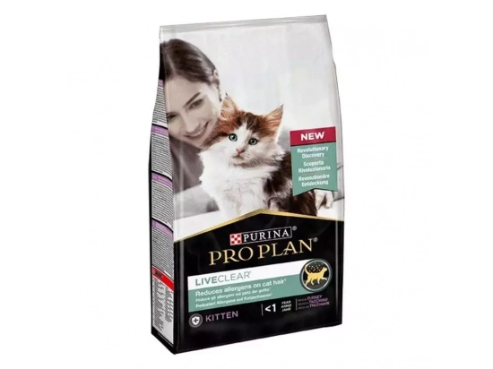 Фото - сухий корм Purina Pro Plan (Пурина Про План) Kitten LiveClear Turkey сухий корм для кошенят для зменшення алергенів на шерсті ІНДИЧКА