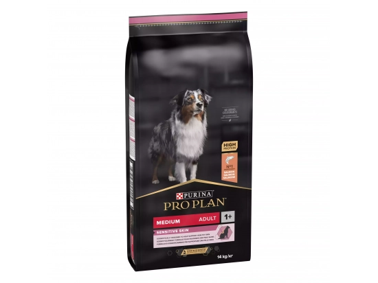 Фото - сухой корм Purina Pro Plan (Пурина Про План) Adult Medium Sensitive Skin Salmon сухой корм для собак средних пород с чувствительной кожей ЛОСОСЬ