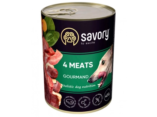 Фото - вологий корм (консерви) Savory (Сейворі) GOURMAND 4 MEATS вологий корм для дорослих собак (4 види м'яса)