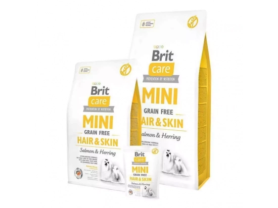 Фото - сухой корм Brit Care Dog Grain Free Mini Hair & Skin Salmon & Herring беззерновой сухой корм для кожи и шерсти собак мини пород ЛОСОСЬ и СЕЛЬДЬ