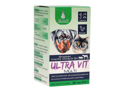 Фото - Modes Ultra Multi Vit вітамінно-мінеральний комплекс для котів і собак вітаміни та мінерали Modes Ultra Multi Vit вітамінно-мінеральний комплекс для котів і собак