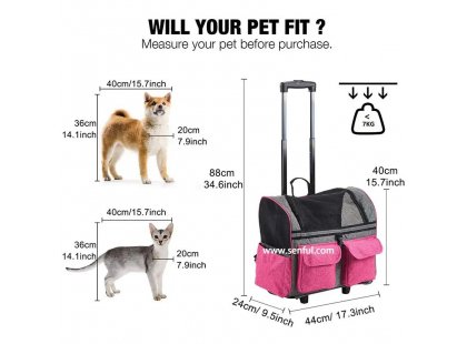 Фото - переноски, сумки, рюкзаки Senful 3-In-1 Pet Trolley візок-рюкзак для котів і собак, салатовий