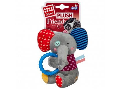 Фото - іграшки GiGwi (Гігві) Plush Friendz іграшка для собак з кільцем і пищалкою СЛОНЕНЯ