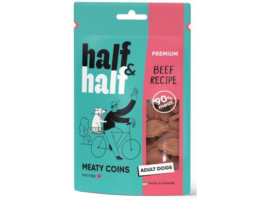 Фото - ласощі Half&Half Meaty Coins Adult Beef ласощі м'ясні монетки для собак ЯЛОВИЧИНА