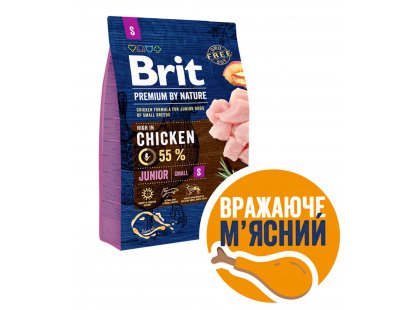 Фото - Brit Premium Junior Small S Chicken сухий корм для цуценят та молодих собак дрібних порід КУРКА сухий корм Brit Premium Junior Small S Chicken сухий корм для цуценят та молодих собак дрібних порід КУРКА