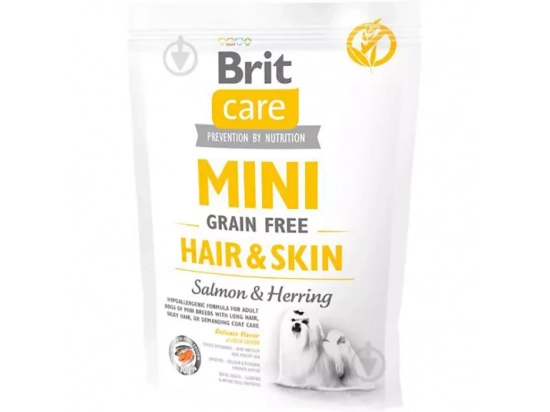 Фото - сухой корм Brit Care Dog Grain Free Mini Hair & Skin Salmon & Herring беззерновой сухой корм для кожи и шерсти собак мини пород ЛОСОСЬ и СЕЛЬДЬ