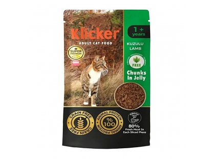 Фото - Klicker Lamb Chanks in Jelly влажный корм для кошек ЯГНЕНОК в желе влажный корм (консервы) Klicker Lamb Chanks in Jelly влажный корм для кошек ЯГНЕНОК в желе