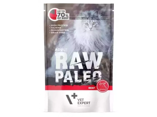 Фото - Vet Expert Raw Paleo (Роу Палео) Adult Cat Beef влажный корм для кошек ГОВЯДИНА влажный корм (консервы) Vet Expert Raw Paleo (Роу Палео) Adult Cat Beef влажный корм для кошек ГОВЯДИНА