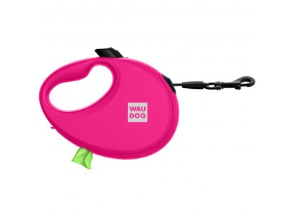 Фото - WAUDOG R-leash повідець рулетка з контейнером для пакетів, світловідбивна стрічка, рожевий рулетки WAUDOG R-leash повідець рулетка з контейнером для пакетів, світловідбивна стрічка, рожевий