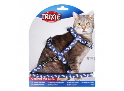 Фото - Trixie нейлонова шлейка з повідцем для кішок з черепами (41894) шлейки, нашийники Trixie нейлонова шлейка з повідцем для кішок з черепами (41894)