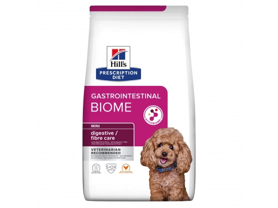 Фото - ветеринарные корма Hill's Prescription Diet Canine Gastrointestinal Biome Mini Digestive Fibre Care корм для собак мини пород при заболеваниях ЖКТ КУРИЦА