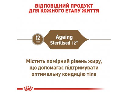 Фото 4 -  сухий корм Royal Canin AGEING STERILISED 12+ (СТЕРИЛІЗЕД 12+) корм для літніх котів старше 12 років