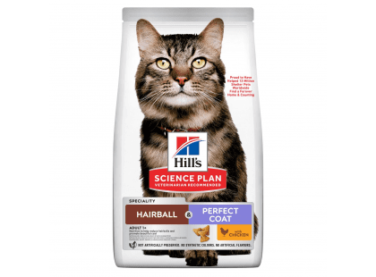 Фото - сухий корм Hill's Science Plan Hairball & Perfect Coat Adult Chicken корм для виведення і поліпшення стану шерсті у котів КУРКА