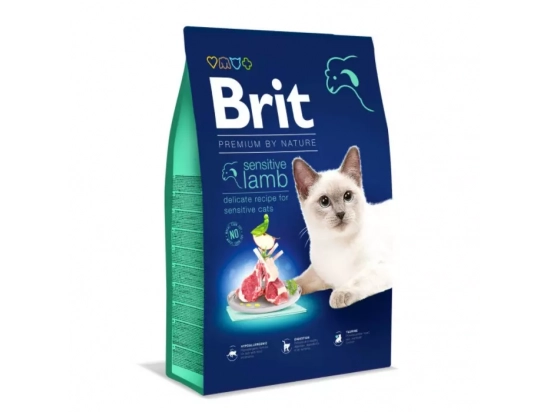 Фото - сухий корм Brit Premium Cat Sensitive Lamb сухий корм для кішок з чутливим травленням ЯГНЯ