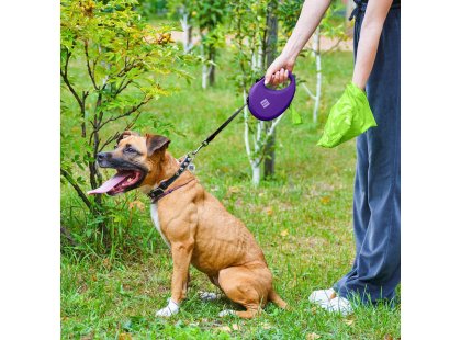 Фото 8 -  рулетки WAUDOG R-leash поводок рулетка с контейнером для пакетов, светоотражающая лента, фиолетовый